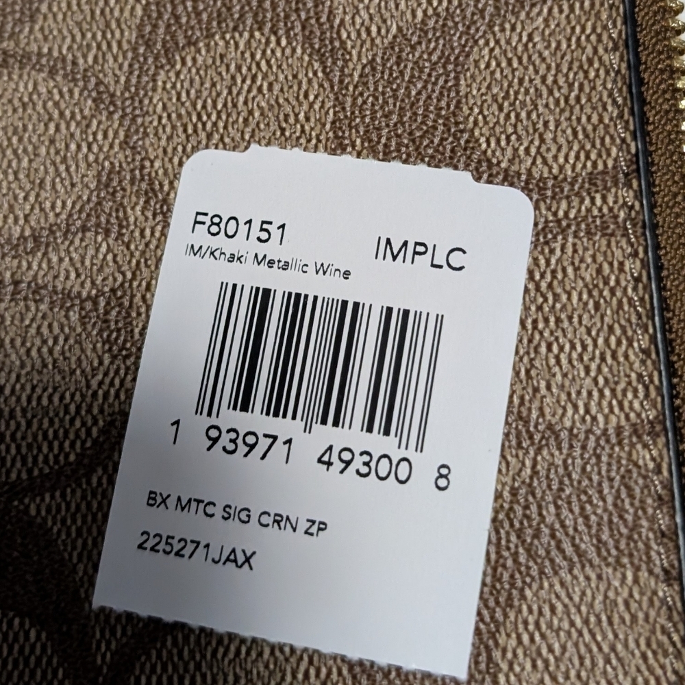 Coach Corner Zip Wristlet Metallic Wine (NWT) - Picture 7 of 8